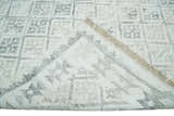 Ivory and Gray Modern Geometrical Hand Woven Wool Rug