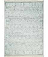 Ivory and Gray Modern Geometrical Hand Woven Wool Rug