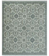 Ivory, Blue and Beige Hand knotted Traditional Large Design Multi Size wool Area Rug