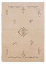 Ivory Border Patterns Hand Loomed Wool Area Rug