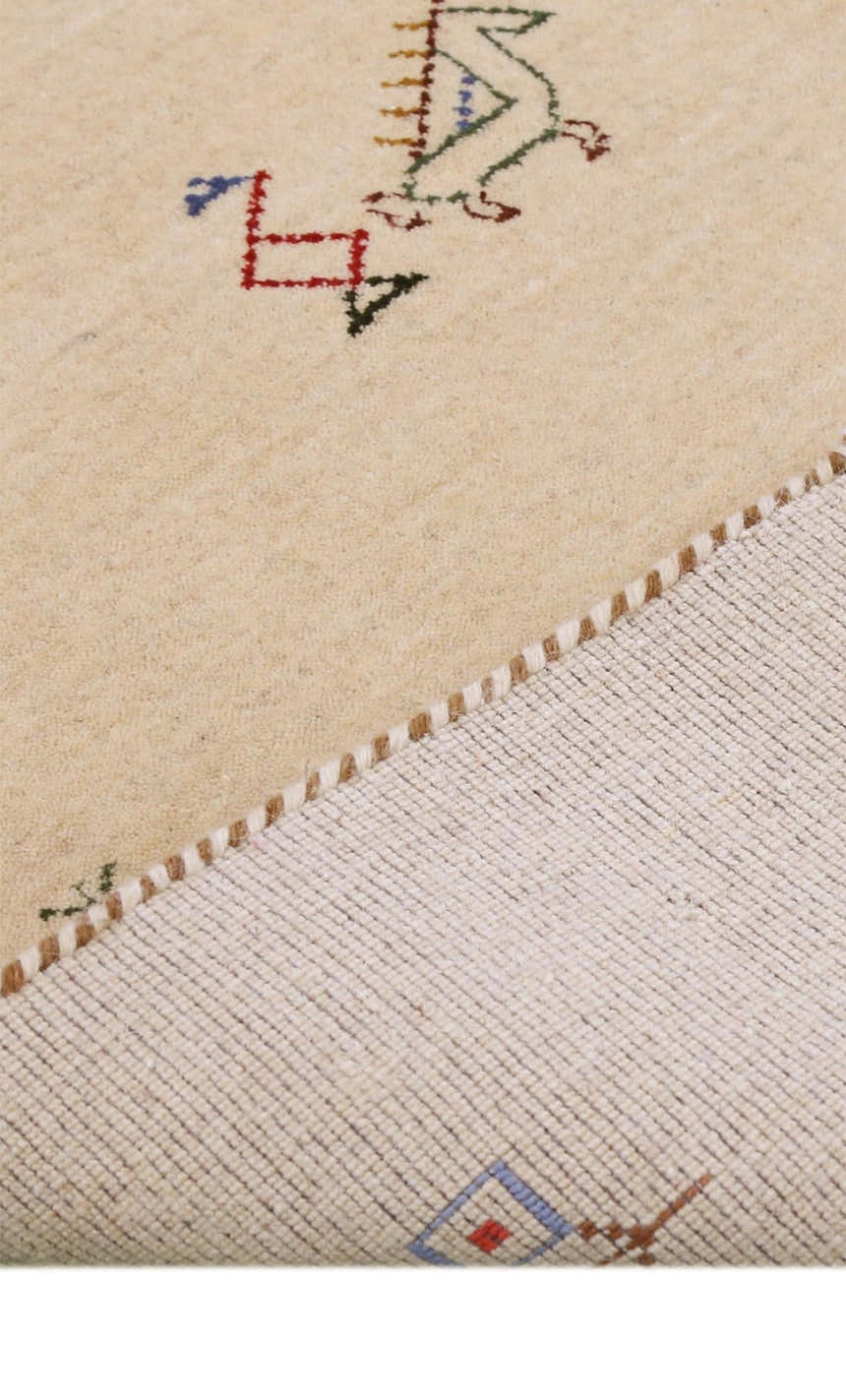 Ivory Border Patterns Hand Loomed Wool Area Rug
