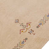 Ivory Border Patterns Hand Loomed Wool Area Rug