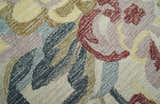 Ivory, Charcoal and Olive Floral Design 8x10 Colorful Hand Tufted wool rug