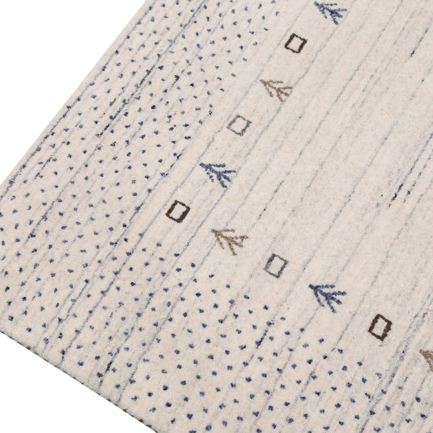 Ivory Contemporary Gabbeh Border Design Hand Loomed Wool Rug