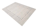 Ivory Contemporary Gabbeh Border Design Hand Loomed Wool Rug