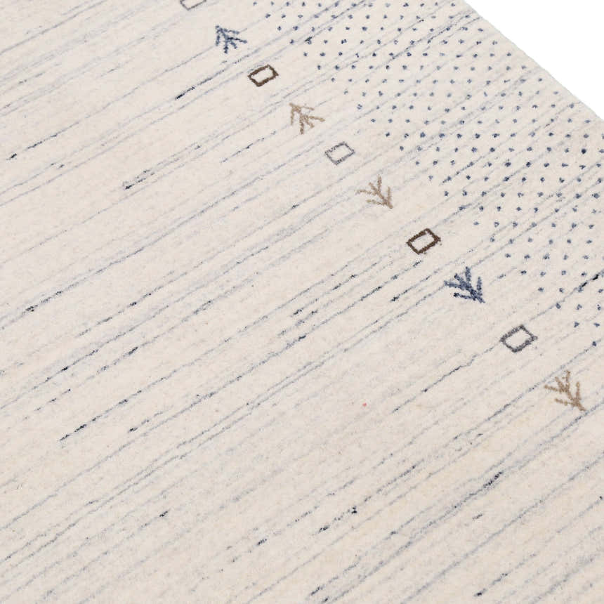Ivory Contemporary Gabbeh Border Design Hand Loomed Wool Rug