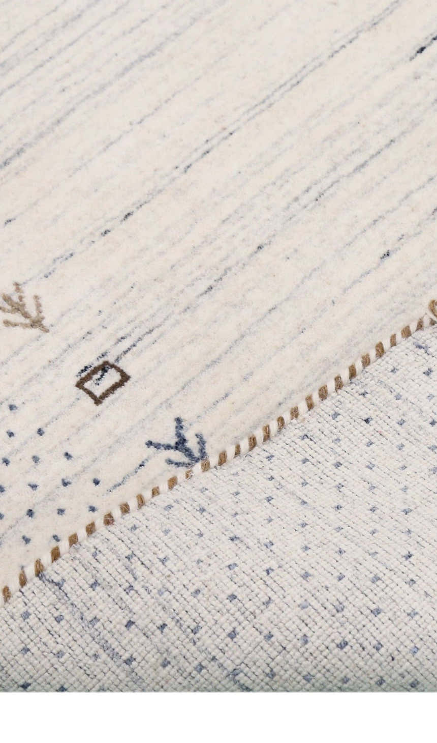 Ivory Contemporary Gabbeh Border Design Hand Loomed Wool Rug