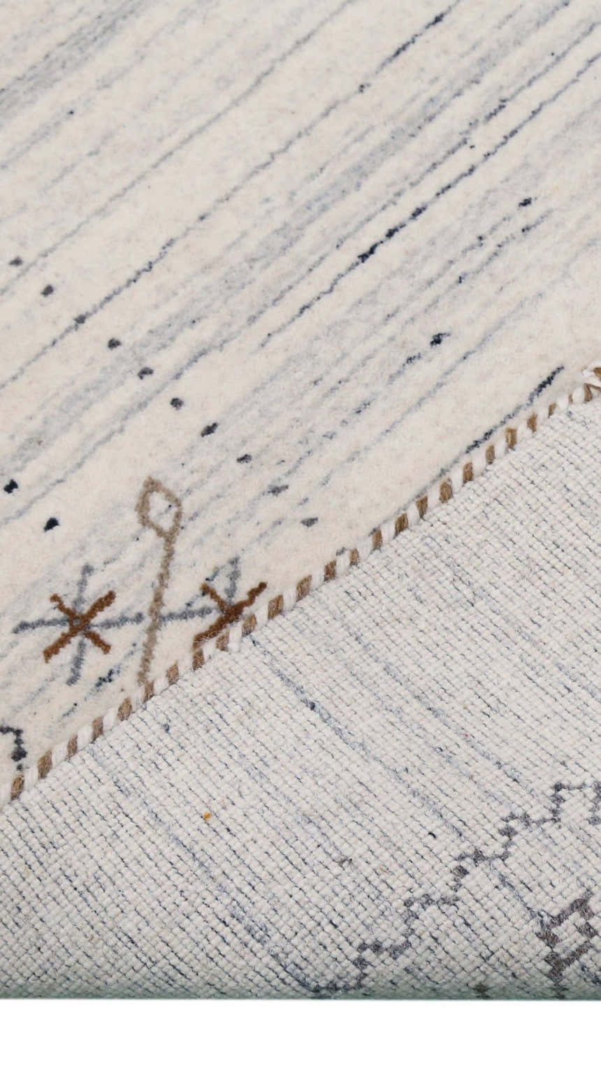 Ivory Gabbeh Border Design Hand Loomed Wool Rug