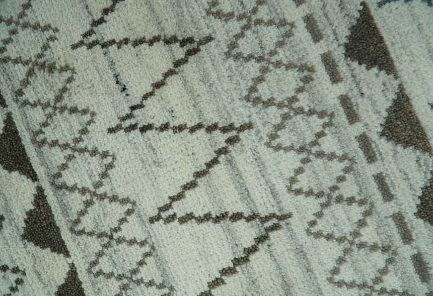 Ivory, Gray and Charcoal Hand Knotted Multi size Southwestern wool area Rug