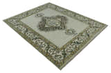 Ivory, Green and Beige Traditional Medallion Hand knotted Multi Size wool Area Rug