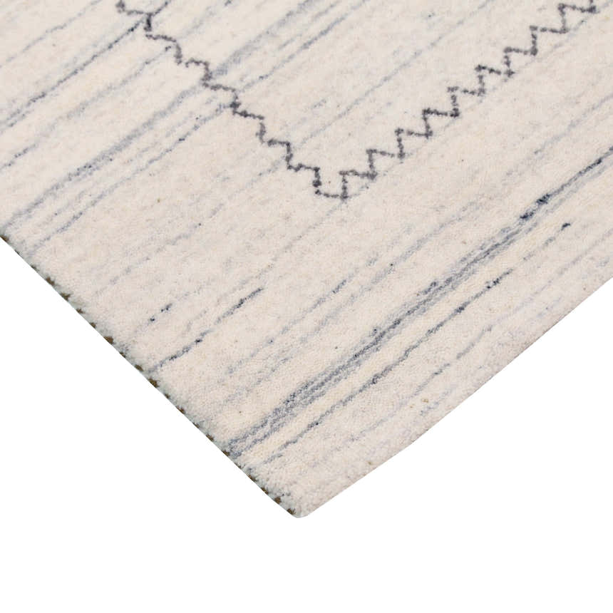 Ivory Modern Tribals Design Hand Loomed Wool Area Rug