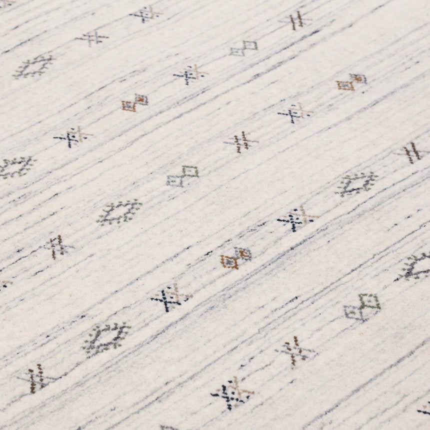 Ivory Modern Tribals Design Hand Loomed Wool Area Rug