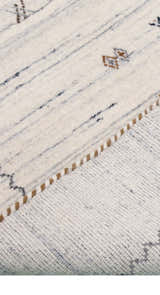 Ivory Modern Tribals Design Hand Loomed Wool Area Rug