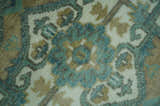 Ivory, Olive and Teal Hand Knotted Traditional Heriz Custom Made wool area rug