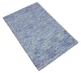 Ivory, Purple and Blue Abstract Solid Hand Tufted Natural Wool Rug