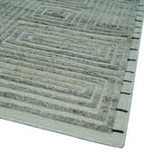 Ivory, Silver and Charcoal Modern Geometrical Puzzle Design hand knotted Custom Made wool Area Rug