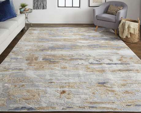 Feizy Laina Transitional Abstract - Tan/Orange/Ivory Area Rug
