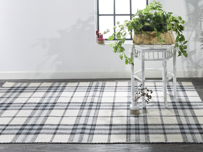 Feizy Crosby Transitional Plaid - Ivory/Blue/Black Area Rug - Clearance