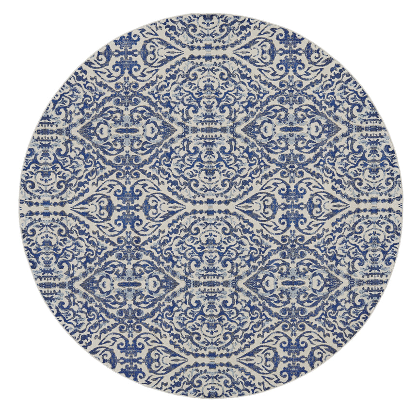 Feizy Milton Modern Ikat - Blue/Ivory/Black Area Rug - Clearance