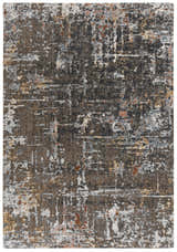 Close-up of the abstract Rizzy JAS738 area rug. Dark red, gray, brown, and white distressed pattern. Machine woven recycled polyester. Design-Rectangle