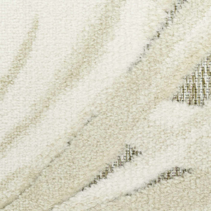 Close-up of the Nourison Aloha Ivory Sage rug showing its pile texture and abstract chestnut pattern.