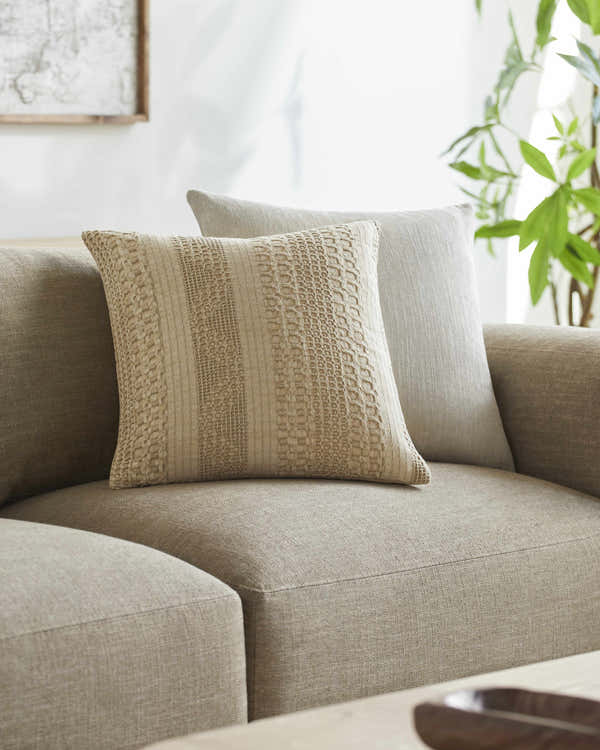 Jira Beige Square Throw Pillow