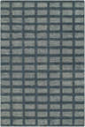 Close-up of the Pumoma Modern Minimalist Handmade Area Rug. Charcoal and ivory striped pattern in a rectangular shape. Design-Rectangle-576