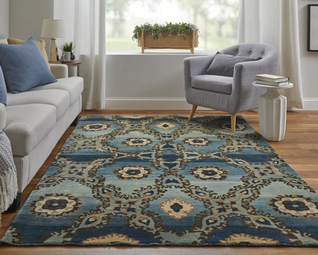 Feizy Amzad Transitional Ikat - Blue/Gray/Tan Area Rug - Clearance