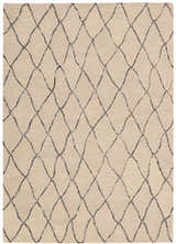 Close-up of the Barclay Butera Intermix Sand Area Rug, featuring a diamond trellis pattern and wool texture.