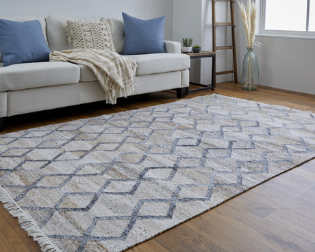 Feizy Beckett Transitional Trellis & Lattice - Gray/Ivory/Tan Area Rug