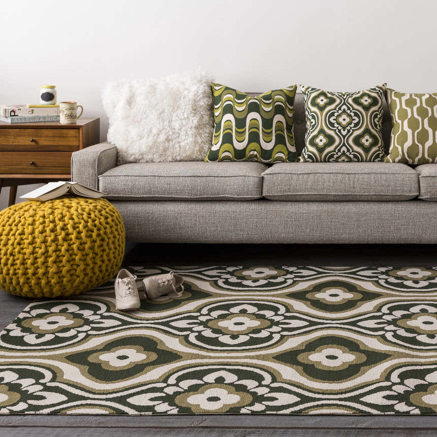 Kinvere Olive Geometric Pattern Pillow - Clearance