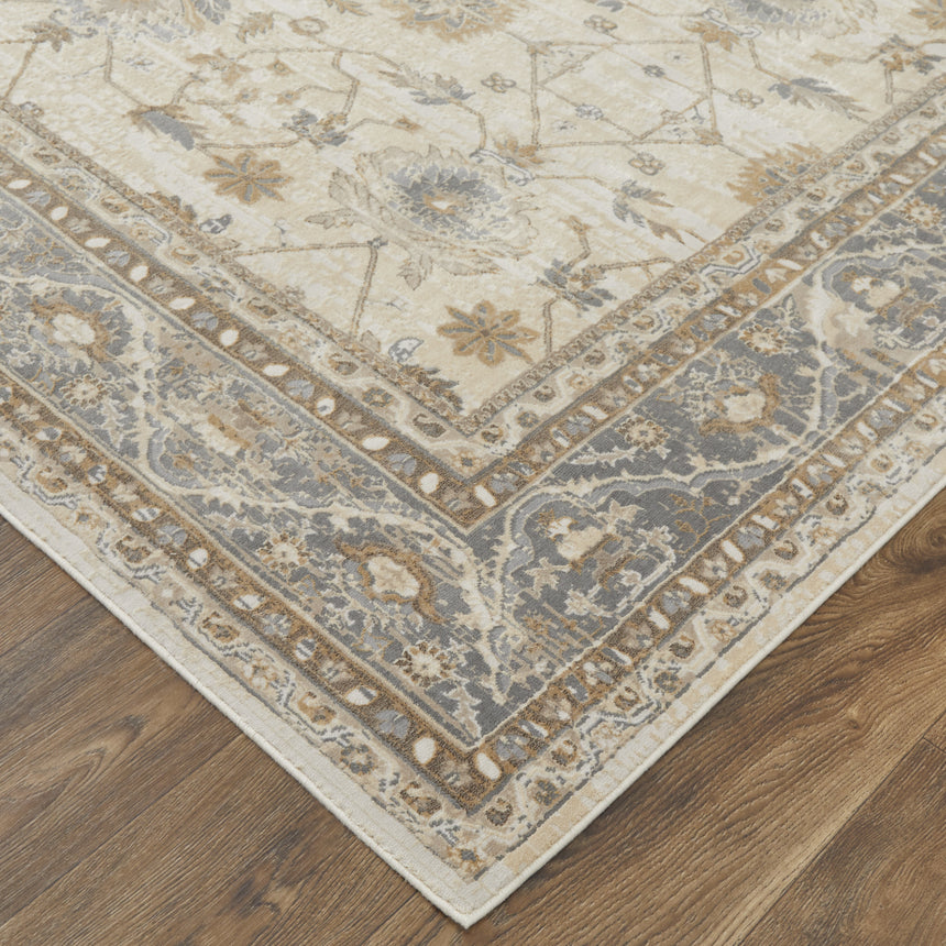 Feizy Celene Traditional Bordered - Tan/Ivory/Gray Area Rug