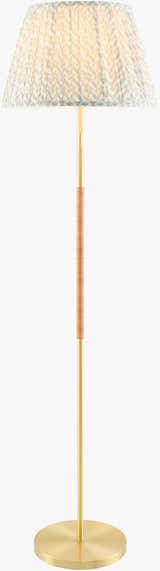 Tan Traditional Floor Lamp with linen details for living rooms or reading corners