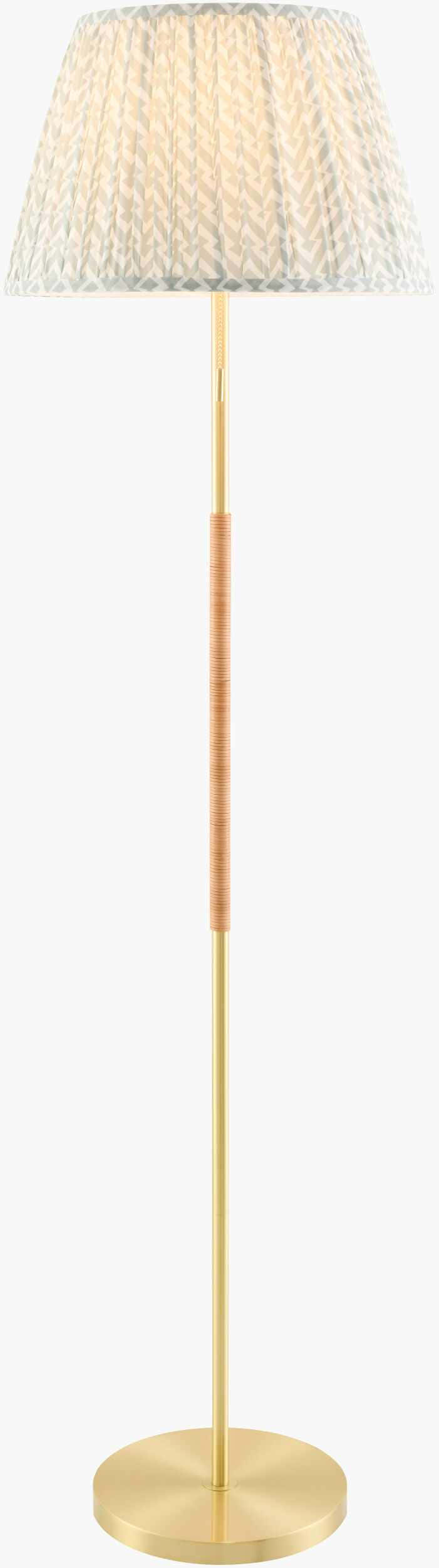 Tan Traditional Floor Lamp with linen details for living rooms or reading corners