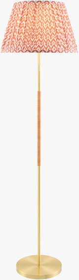 Red Traditional Floor Lamp with linen details for living rooms or reading corners