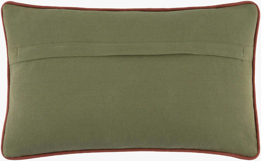 Verdan Dark Green Modern Botanical Floral Cotton Accent Pillow - Clearance