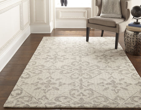 Feizy Rhett Transitional Floral & Botanical - Ivory/Gray Area Rug - Clearance