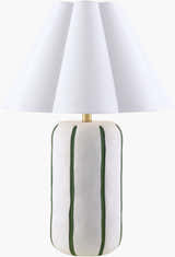 Striped Ceramic Table Lamp with Pleated Shade