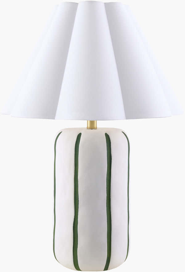 Striped Ceramic Table Lamp with Pleated Shade