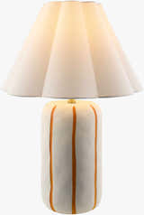 Soft Orange Traditional Table Lamp with linen details for bedside or console tables