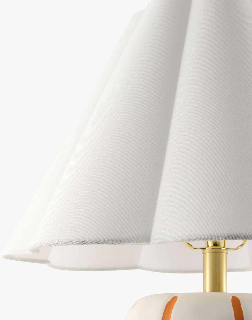 Soft Orange Traditional Table Lamp with linen details for bedside or console tables