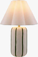 Striped Ceramic Table Lamp with Pleated Shade
