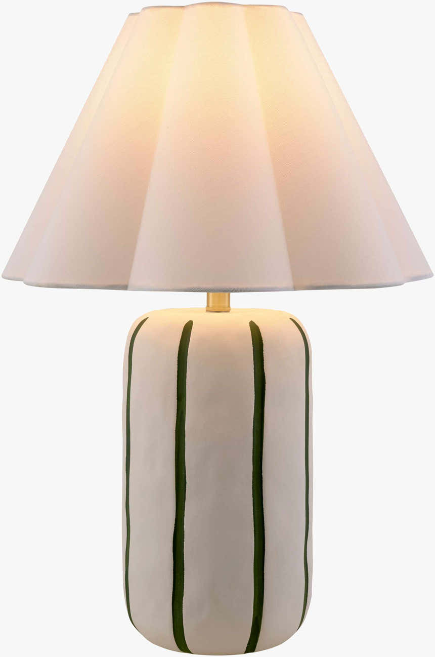Striped Ceramic Table Lamp with Pleated Shade