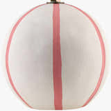 Pink Striped Round Table Lamp with Wavy Linen Shade