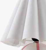 Pink Striped Round Table Lamp with Wavy Linen Shade