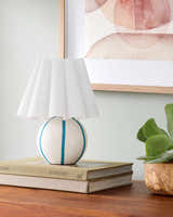 Rich White Traditional Table Lamp with linen details for bedside or console tables