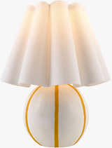 Bright Light Gray Traditional Table Lamp with linen details for bedside or console tables