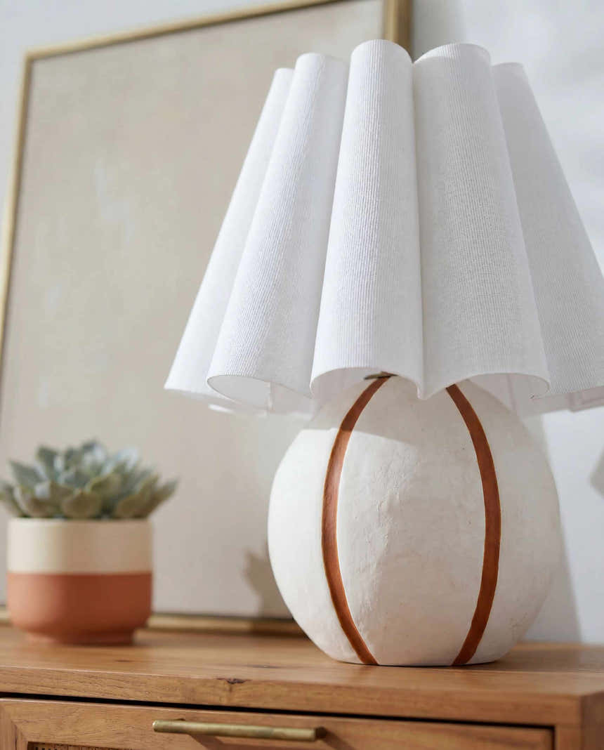 Rich Orange Traditional Table Lamp with linen details for bedside or console tables