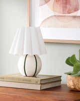 Muted Light Gray Traditional Table Lamp with linen details for bedside or console tables