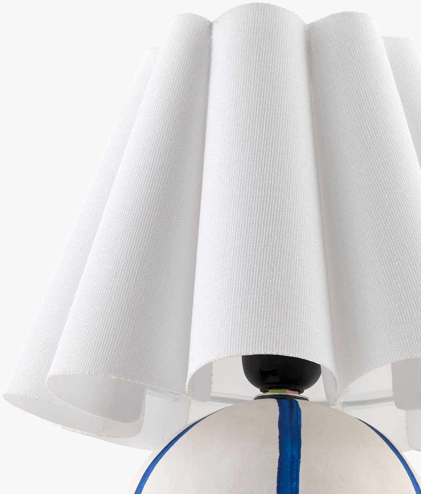Aqua Blue Traditional Table Lamp with linen details for bedside or console tables
